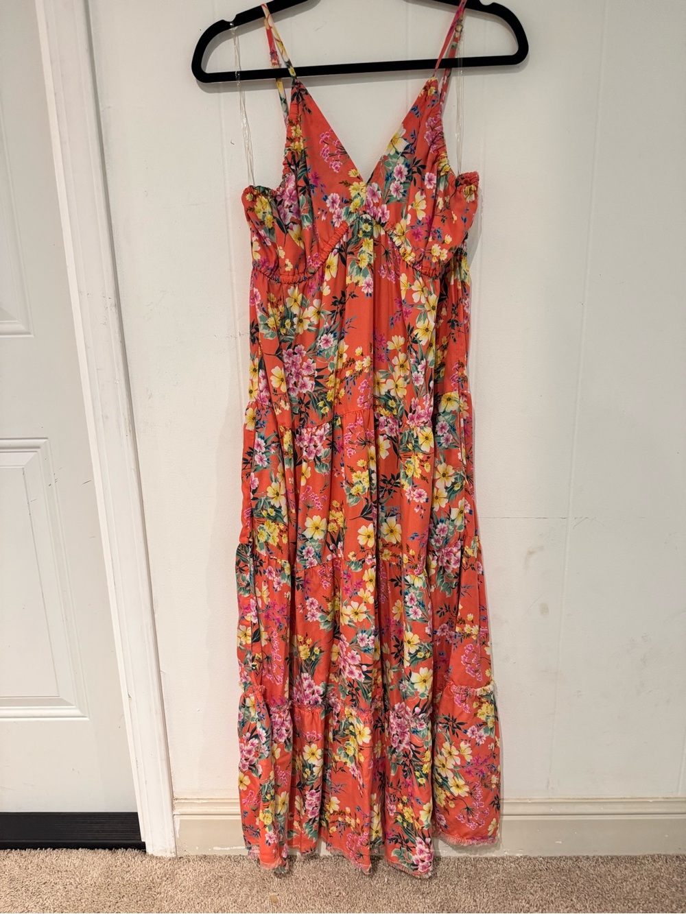 KUT Coral Floral Maxi Sundress M